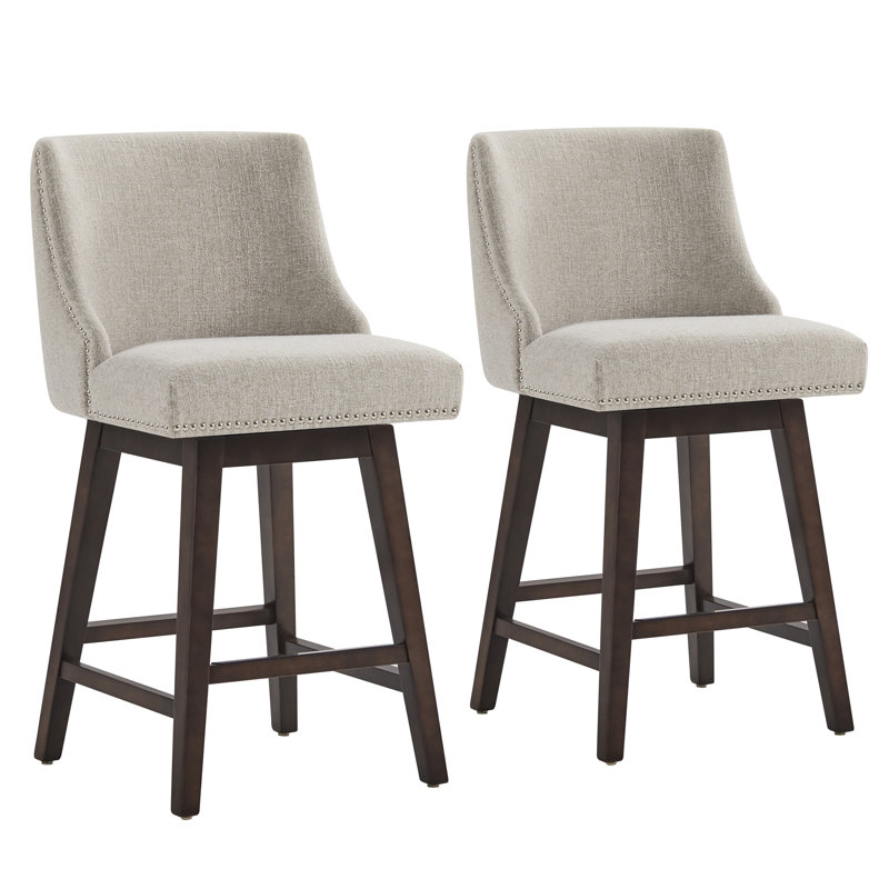 Tabourets de comptoir pivotants rembourrés Orbay, Nathan Ginger Tweed