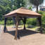 Pavillon de jardin escamotable 11X11FT, moustiquaire pour l'extérieur avec double toit et sacs de sable (brun)