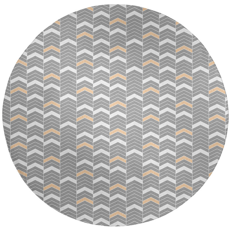 Chenille Chevron Indoor Rug, Round 5'