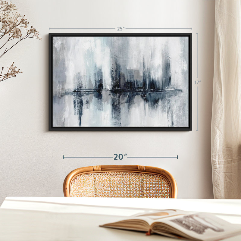 Abstract " Indigo Harbor Lights ", 17" H x 25" W
