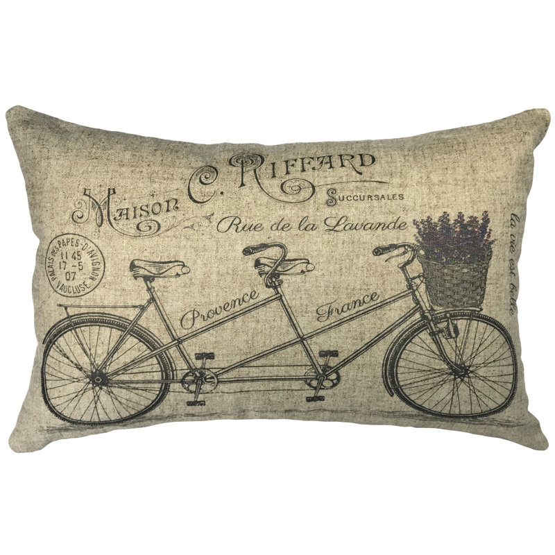  Lavander Bike Linen Lumbar Pillow