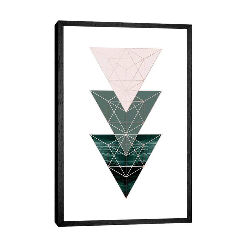 Evergreen Blush Geo IV by Urban Epiphany - Print on Canvas, Black Framed, 152.5 cm H x 101.5 cm W