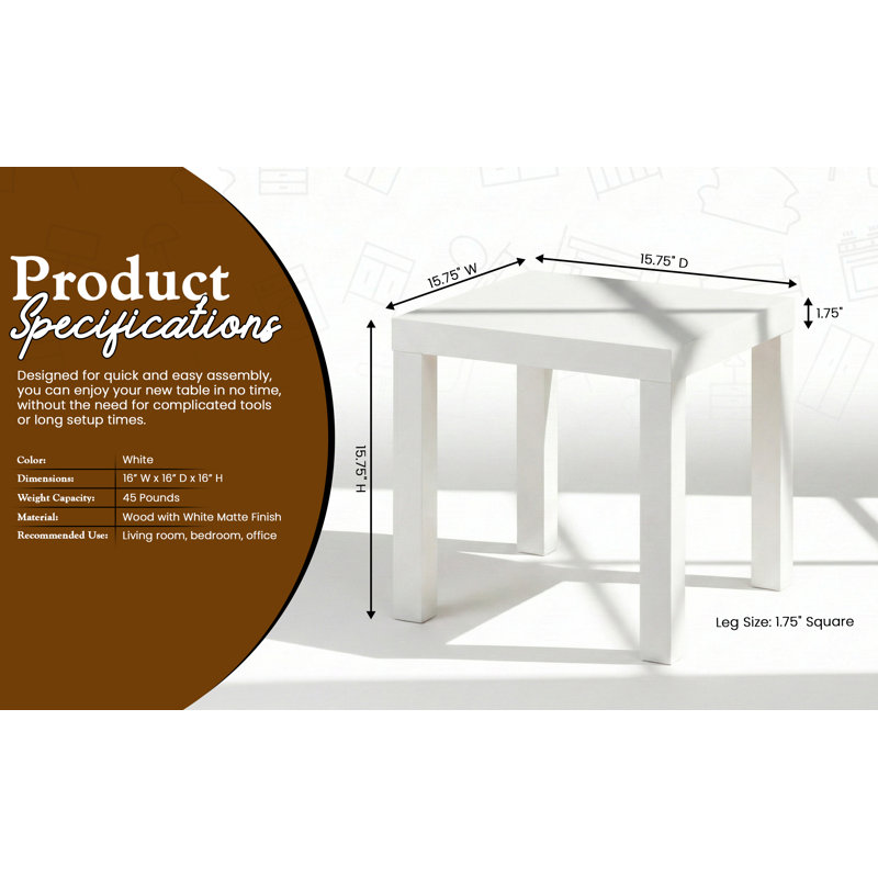 Table de bout moderne Parsons, Blanc