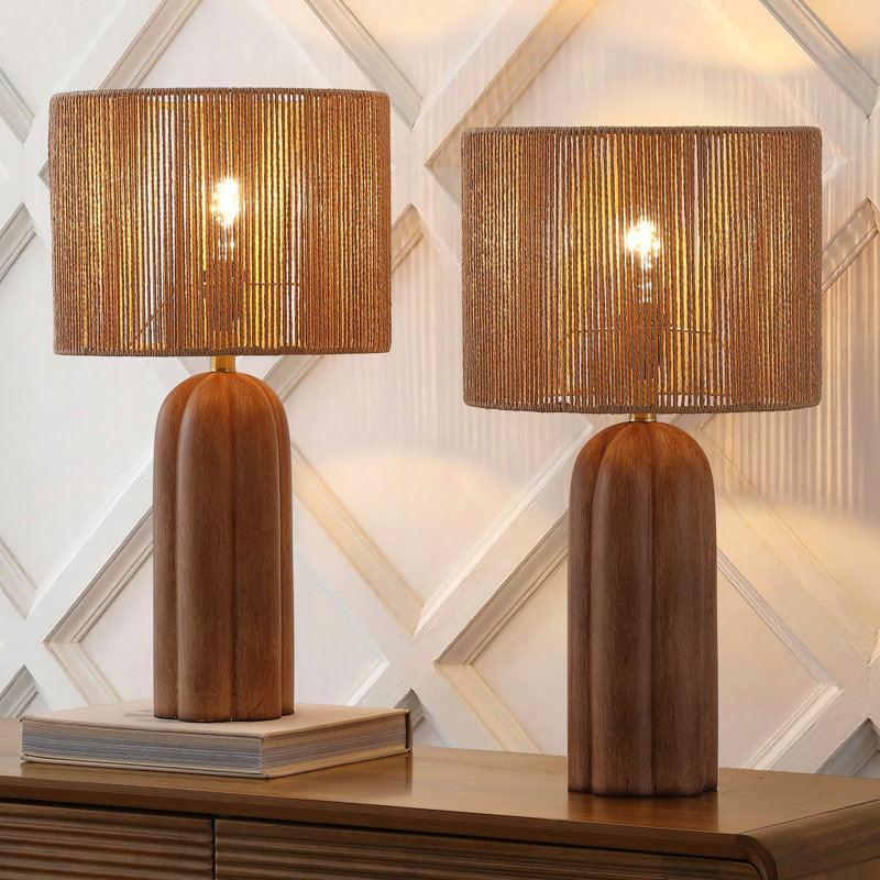 Lampe de table 24 po Hazel Coastal, Finition en bois brun
