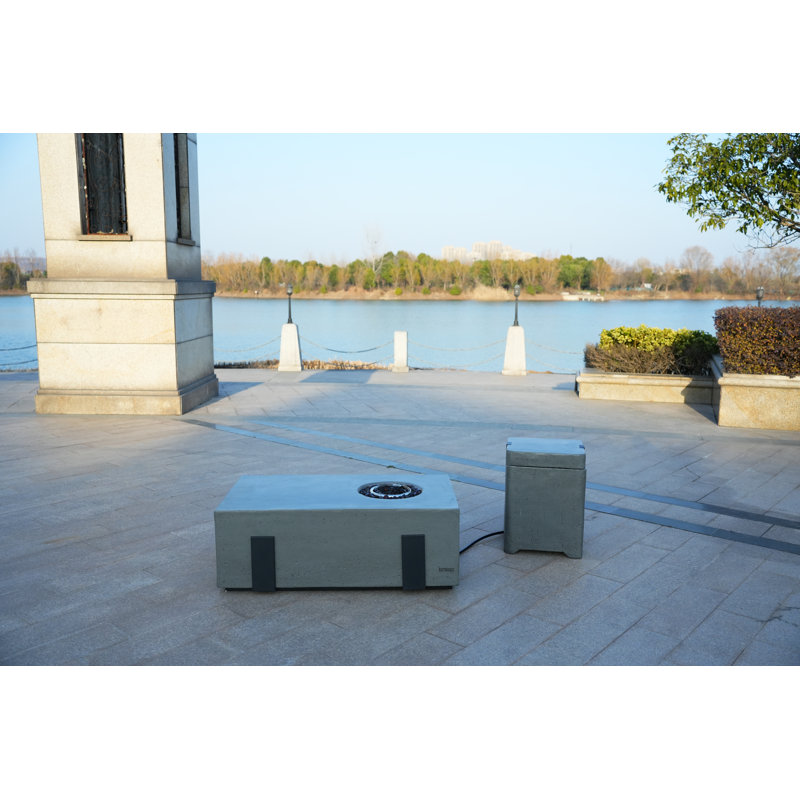 Foyer de table au propane en oxyde de magnésium H 14,57 po x l 42,13 po, gris