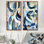 «Cubist White Blue Reality I», art mural sur toile géométrique, abstrait moderne 2 pièces