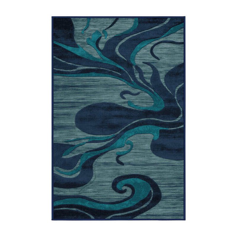 Tapis abstrait gris lavable à la machine, Rectangulaire 3 pi x 5 pi