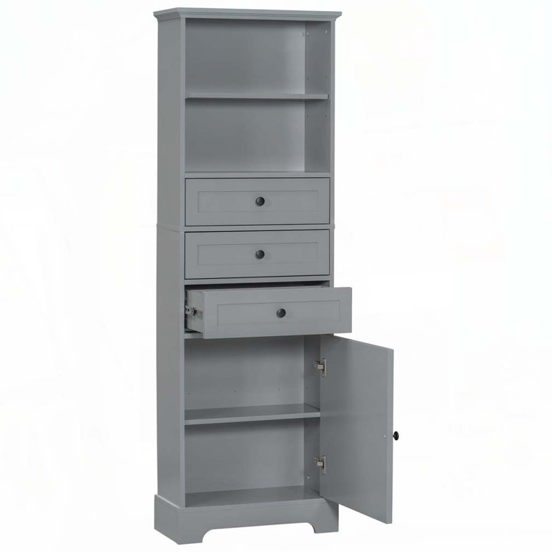 Armoire de rangement autoportante avec 3 tiroirs et tablettes réglables
