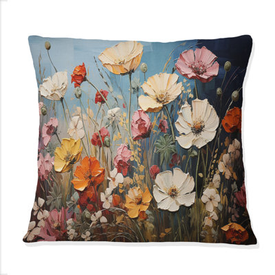 Abstract Seasonal Flowers Watercolor I - Seasonal Flowers Printed Throw Pillow