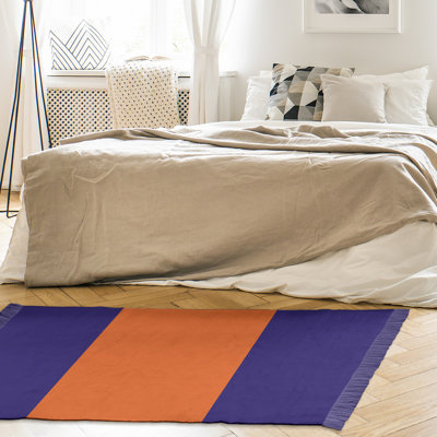 Tapis à rayures mauve/orange