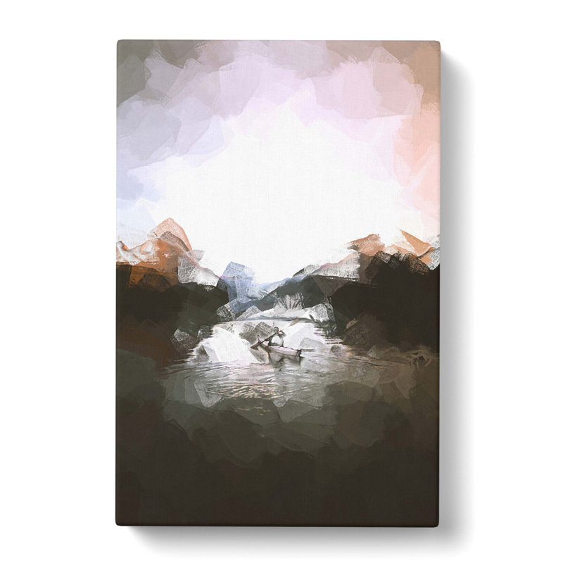 Kayaking Through The Mountains In Abstract - Wrapped Canvas Print, 50cm H x 35cm W x 3cm D