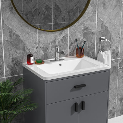 28 in. W x 20 in. D White Ceramic Rectangular Bathroom Vanity Top with Single Sink Only