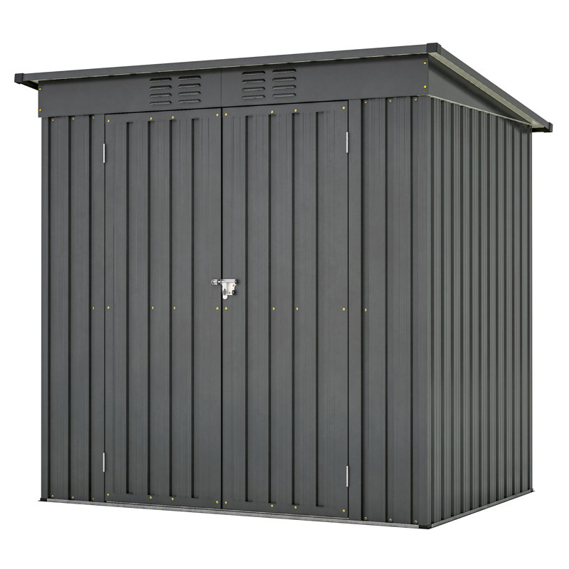 Remise de rangement extérieure en métal 6 pi x 4 pi avec porte à charnière, serrure et ventilation Mondawe