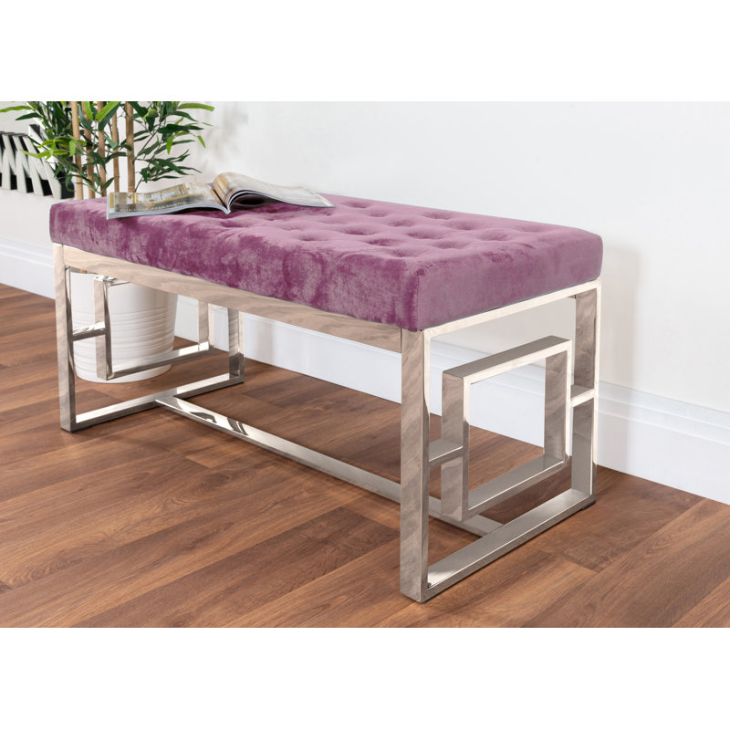 Banc rembourré Allegra, Rose / argenté