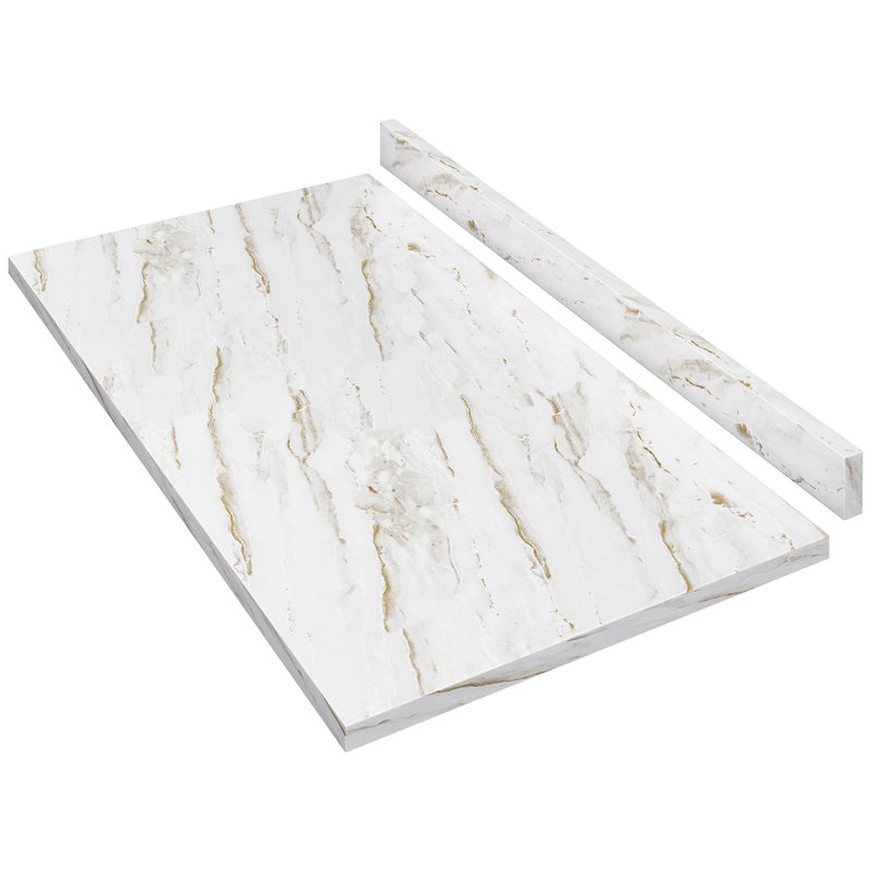 Plateau de table rectangulaire en stratifié 25,6 po, H 3,15 po x L 48 po x l 25,6 po, Marbre dramatique