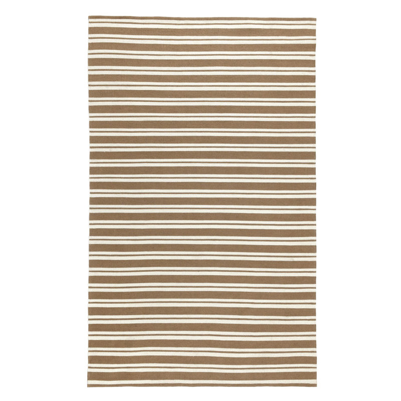 Tapis brun à rayures performance tissé à la main Palma, Rectangle 8 pi x 10 pi