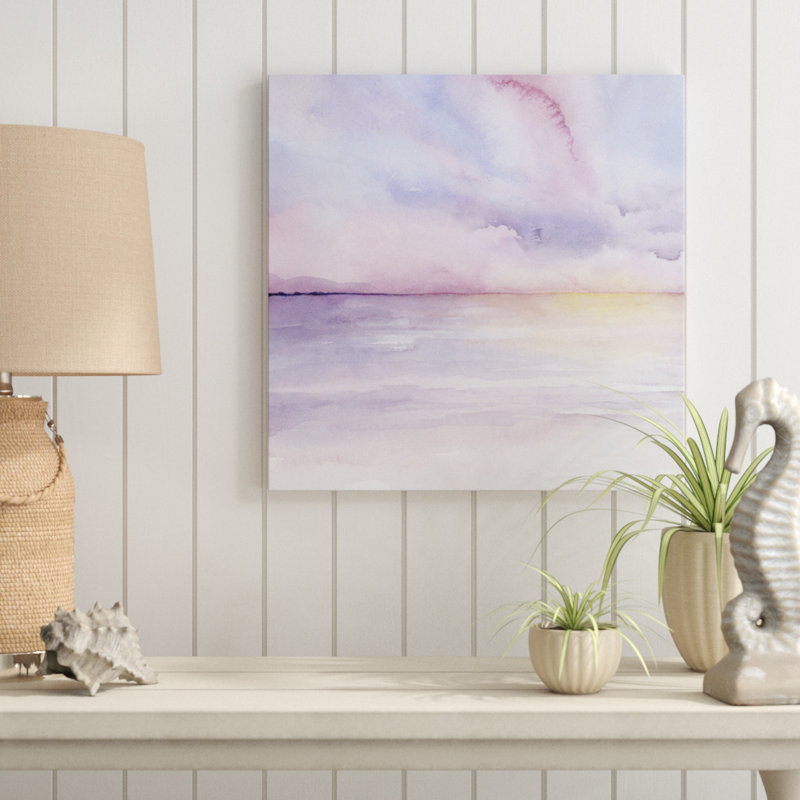 «Pale Sunset I», peinture sur toile, H 20 po x l 20 po