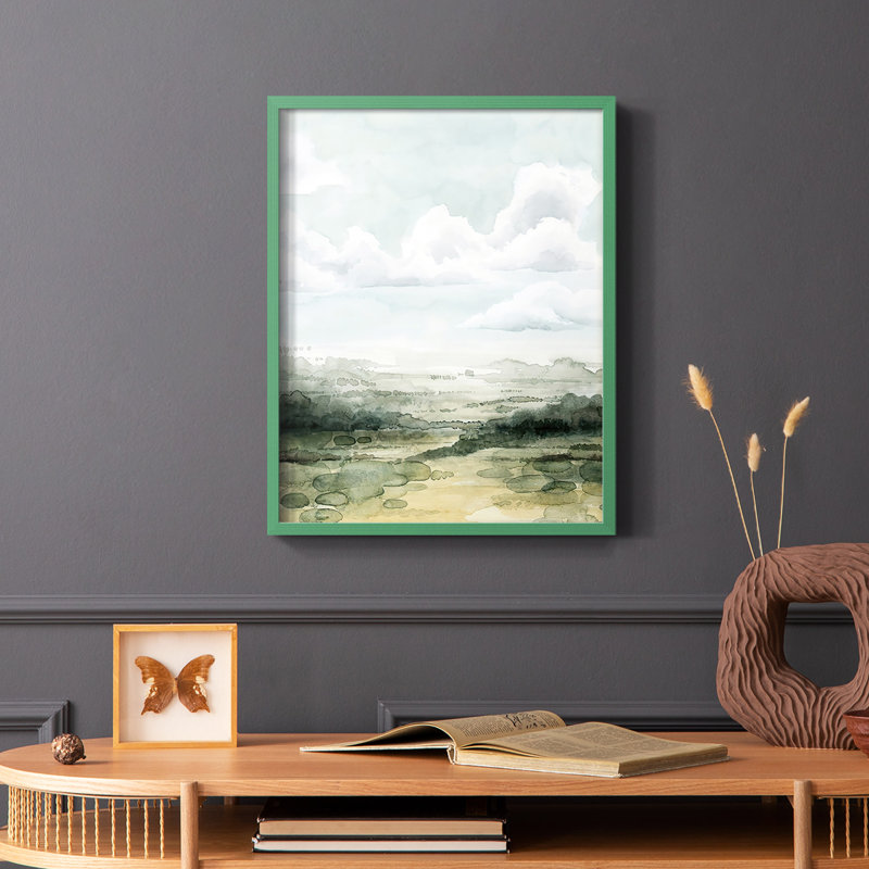 «Valley Highlight I», reproduction encadrée - bois massif, Vert, H 10 po x l 8 po