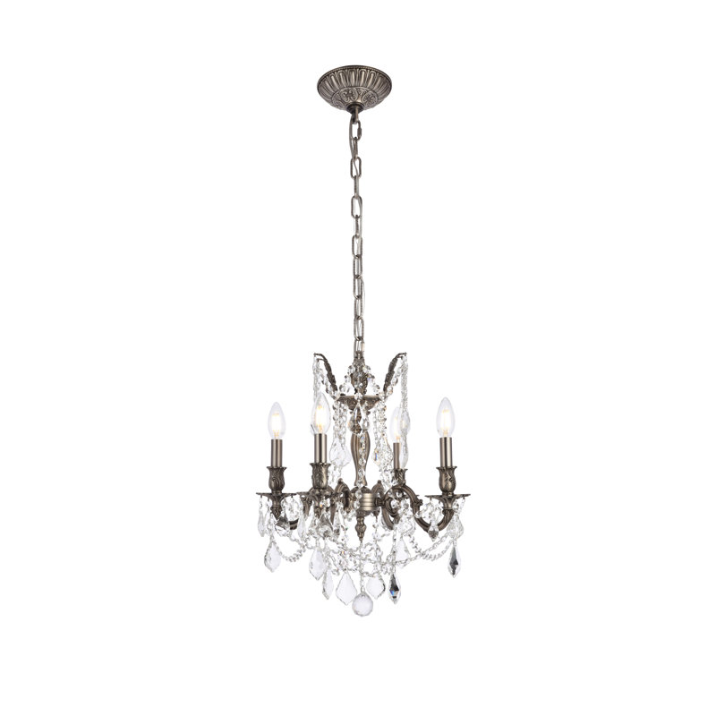 Lustre traditionnel / classique à 4 lumières Ashmin, Cristal (transparent) / coupe royale