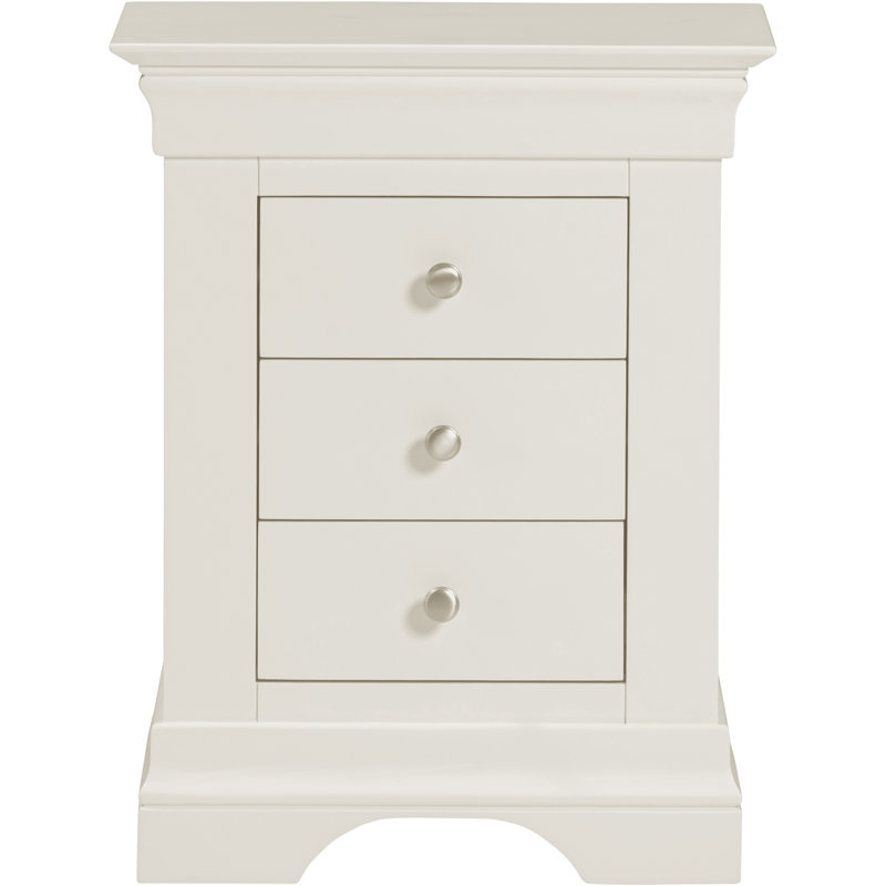 Adaleya 3 Drawer Bedside Chest, Ivory