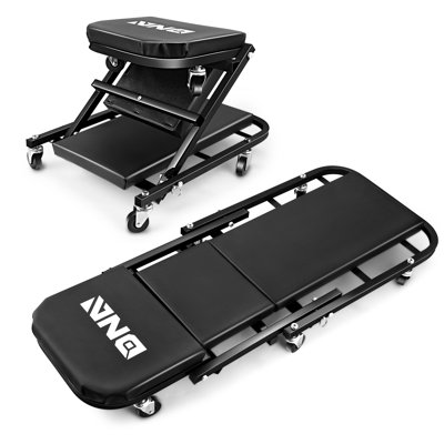 [2-In-1] 40" Foldable Z Creeper Auto Mechanics Garage Work Stool Rolling Chair