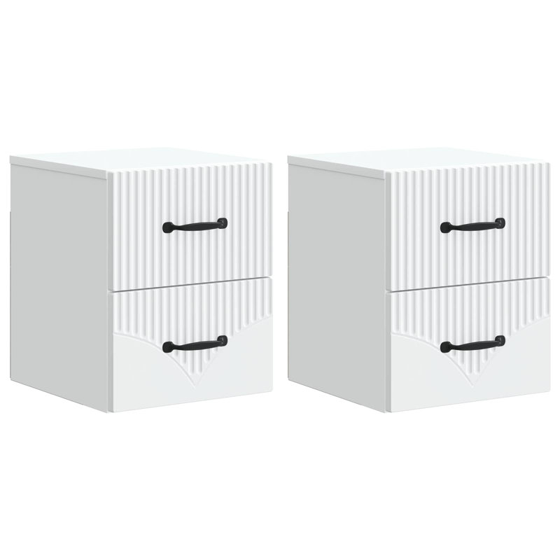 34.5cm W Manufactured Wood Bedside Table, White