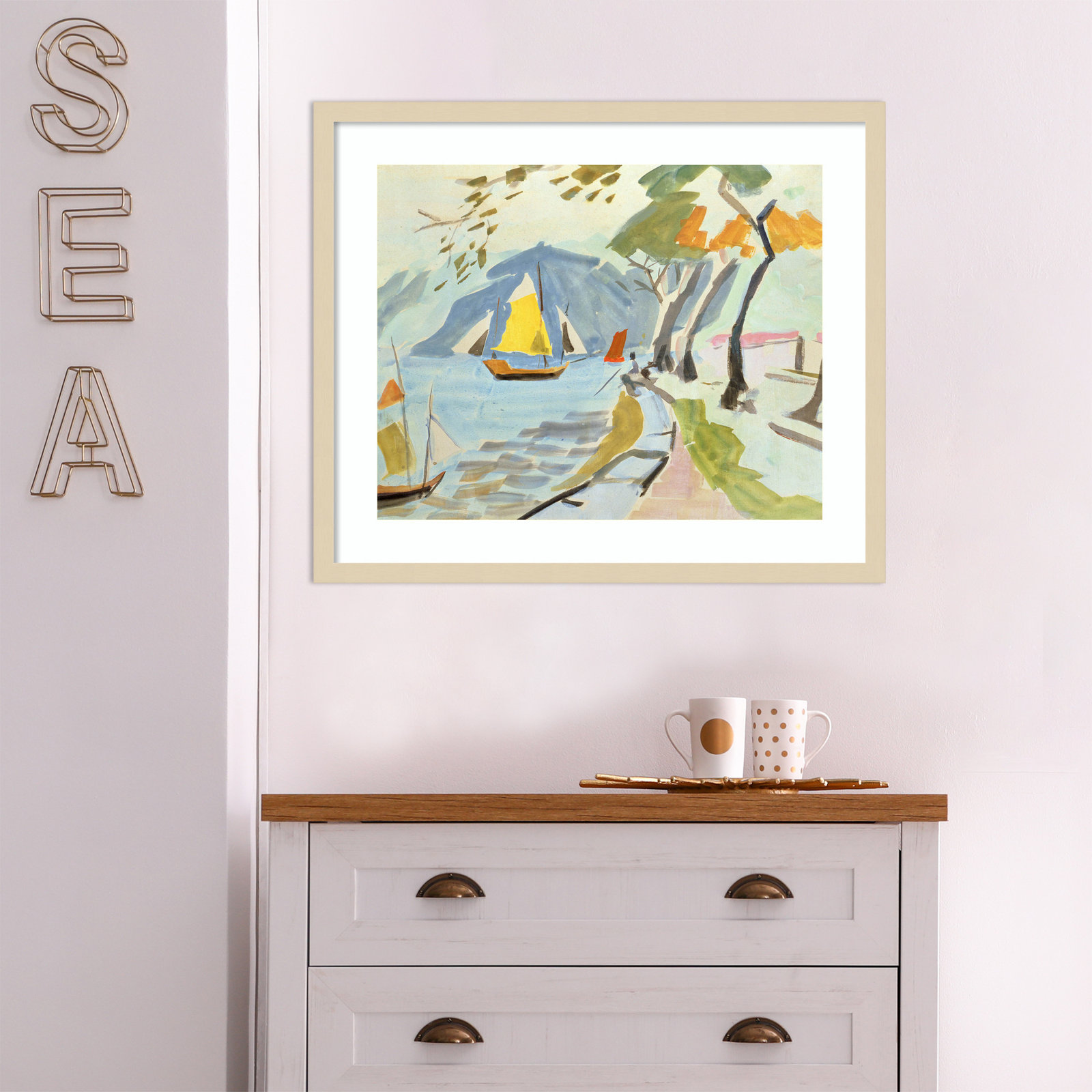 Macau Shoreline Print by Anne Durham, 21" H x 25" W x 1" D, Brown