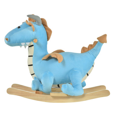 Fauteuil à bascule dinosaure en peluche bleue avec sons réalistes pour les tout-petits (18 à 36 mois)