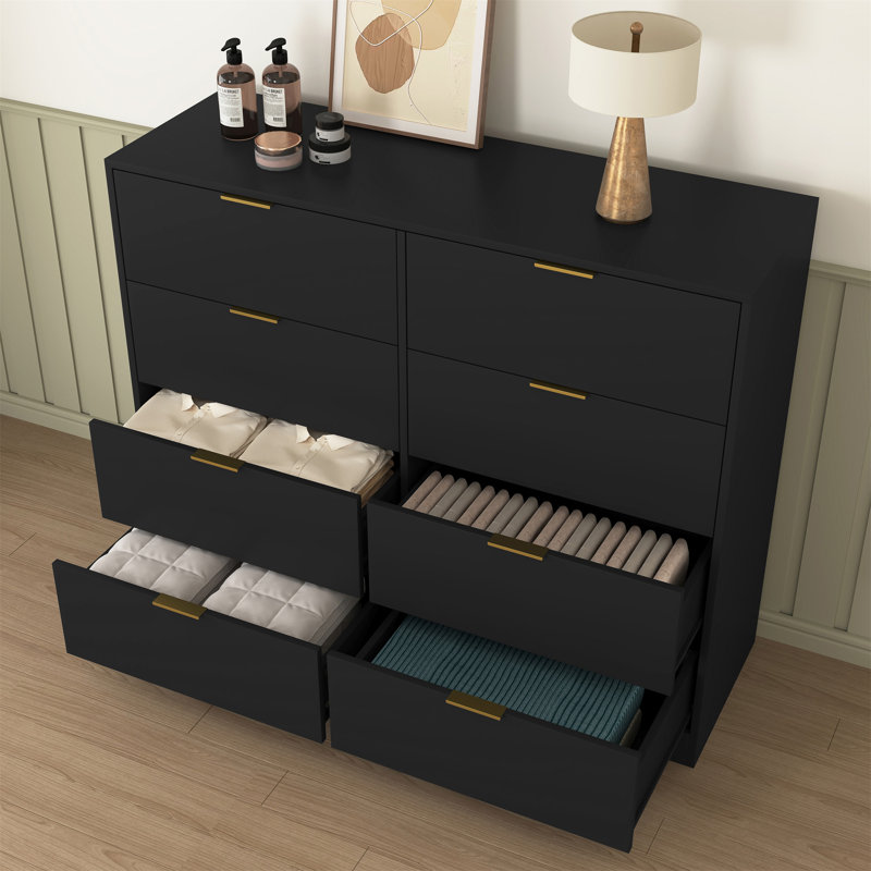 Commode 8 tiroirs pour chambre à coucher, Black