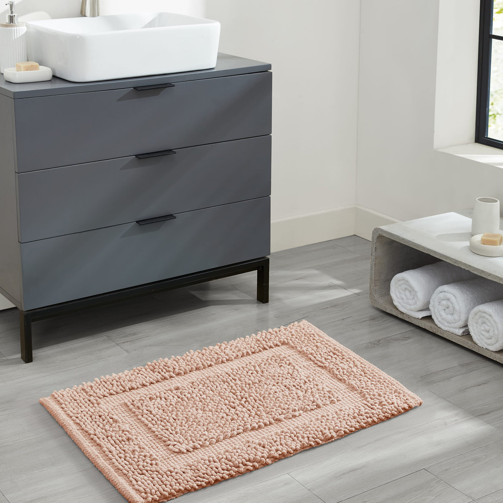 Payten Classic Cotton Bath Mat, Dusty Rose, Single - 27"W x 45"L