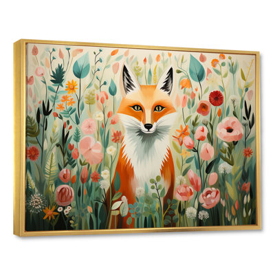 Art sur toile renard orange et rose de style IV - renard