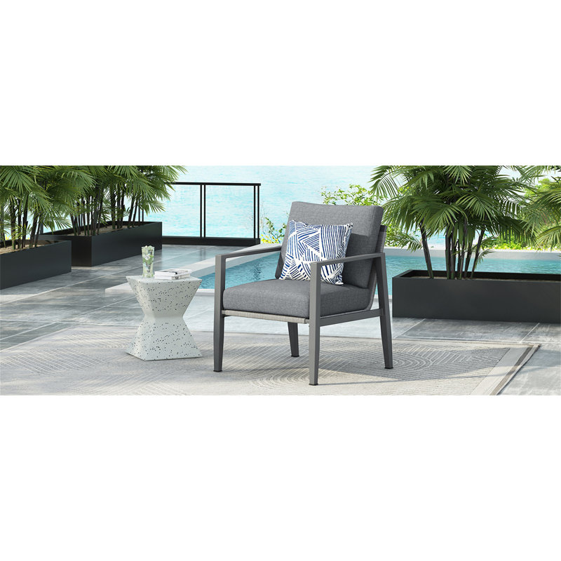 Lounge Chair With Sleek Rope Accents, Gray