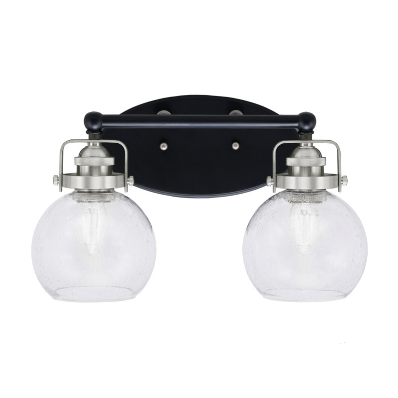 Barre d'éclairage de salle de bain 2 lumières avec verre transparent 5,75 po Easton, Noir mat/nickel brossé