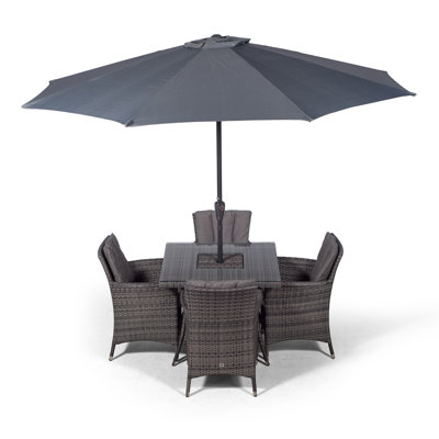 Karcher 4 - Person Patio Dining Set Umbrella Hole Included Square Table with Cushions Included