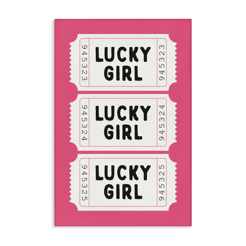 Toile porte-bonheur Lucky Girl, design par Lettré et doublé, H 24 po x l 16 po