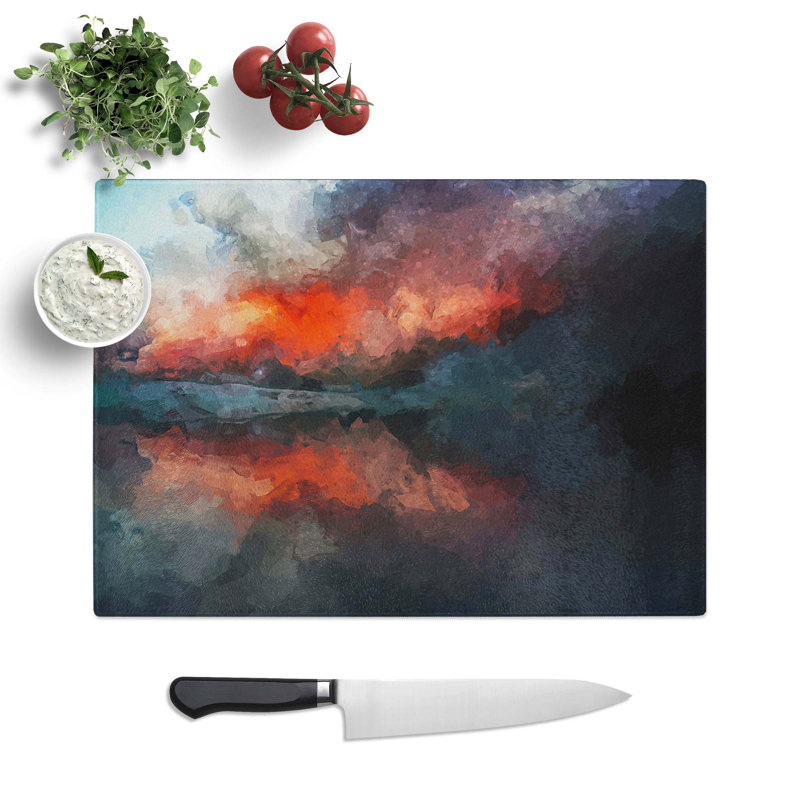 Tempered Glass Storm Approaching Chopping Board, 39 cm W x 28.5 cm L