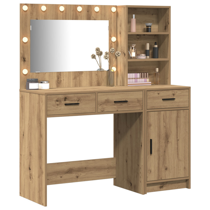 Set Of 2 Engineered Wood Dressing Table, Artisan Oak