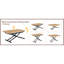 Chaise et table multifonctionnelles avec pieds réglables, texture en bois naturel, métal noir, chaises en lin gris foncé