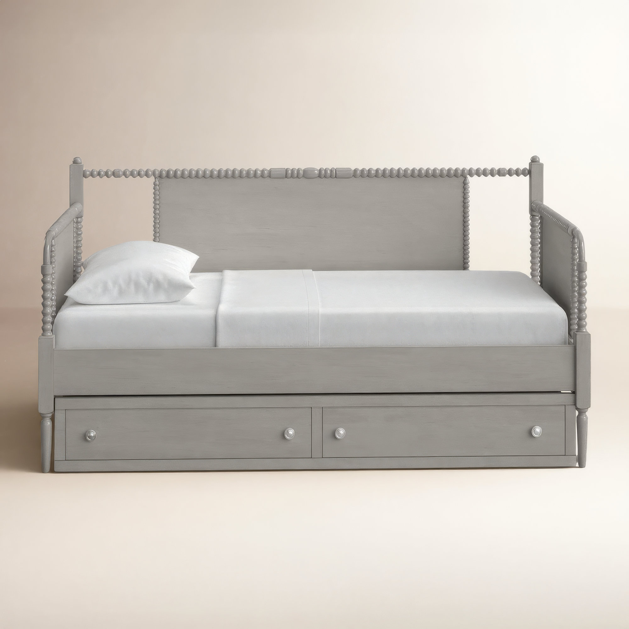 Delaria Turned Leg Daybed with Trundle - Twin, Antique Gray