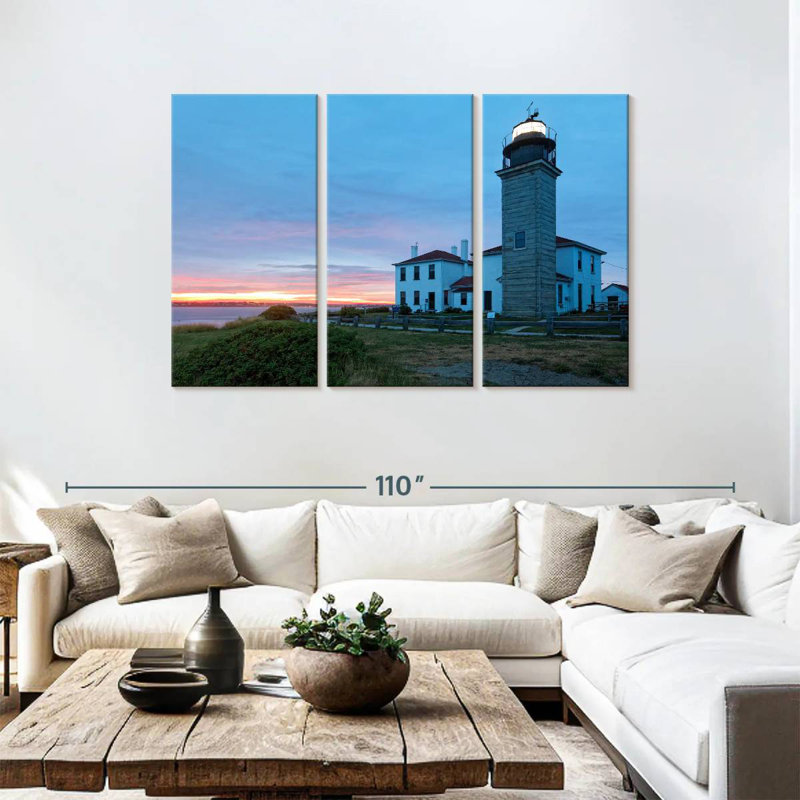 Aletra, coucher de soleil sur le phare de Beavertail, H 48 po x l 74 po