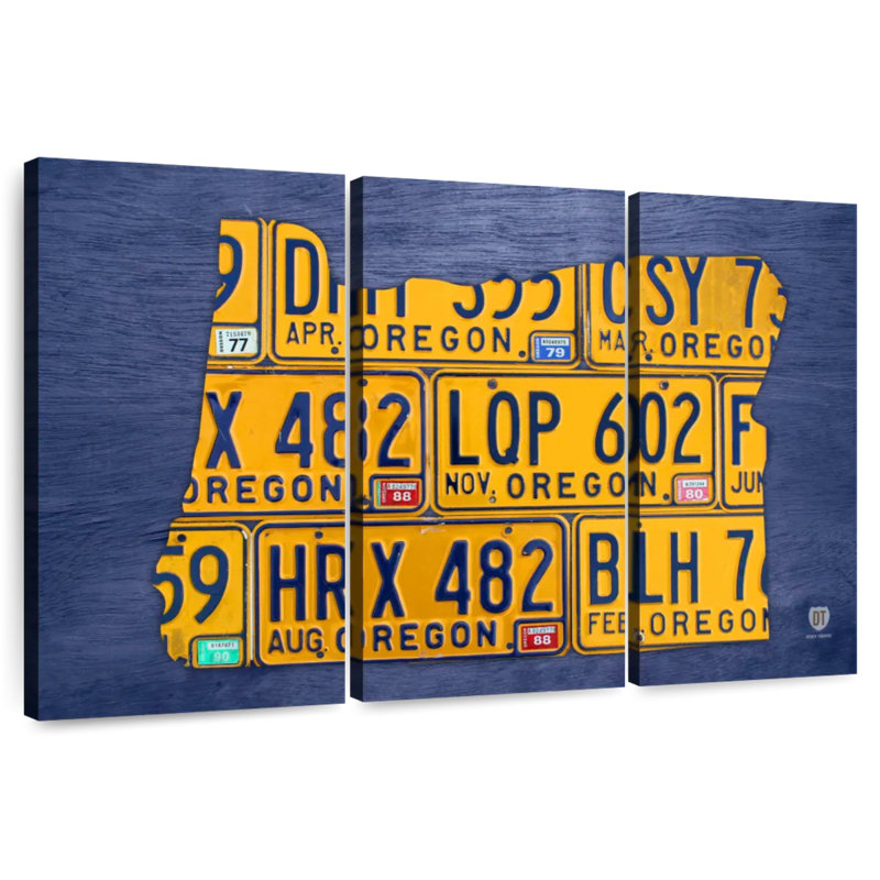 Aliaz Oregon License Plate Map, 20" H x 33" W
