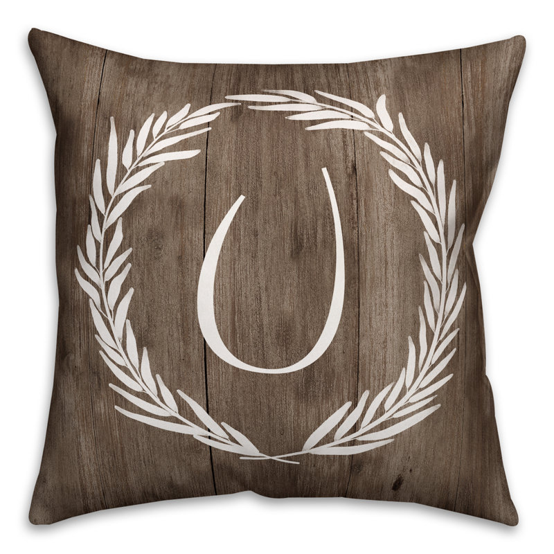  Wreath Initial Throw Pillow, U