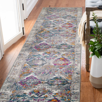 Tapis oriental gris / rouge multicolore délavé Rydal