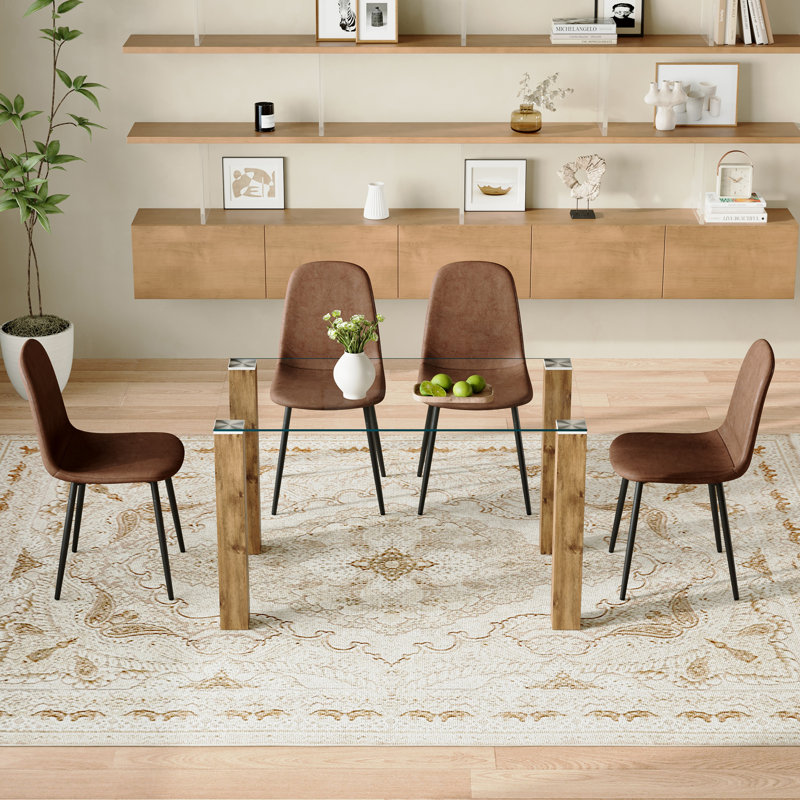 Ensemble de salle à manger en verre transparent de style moderne pour une élégance spacieuse