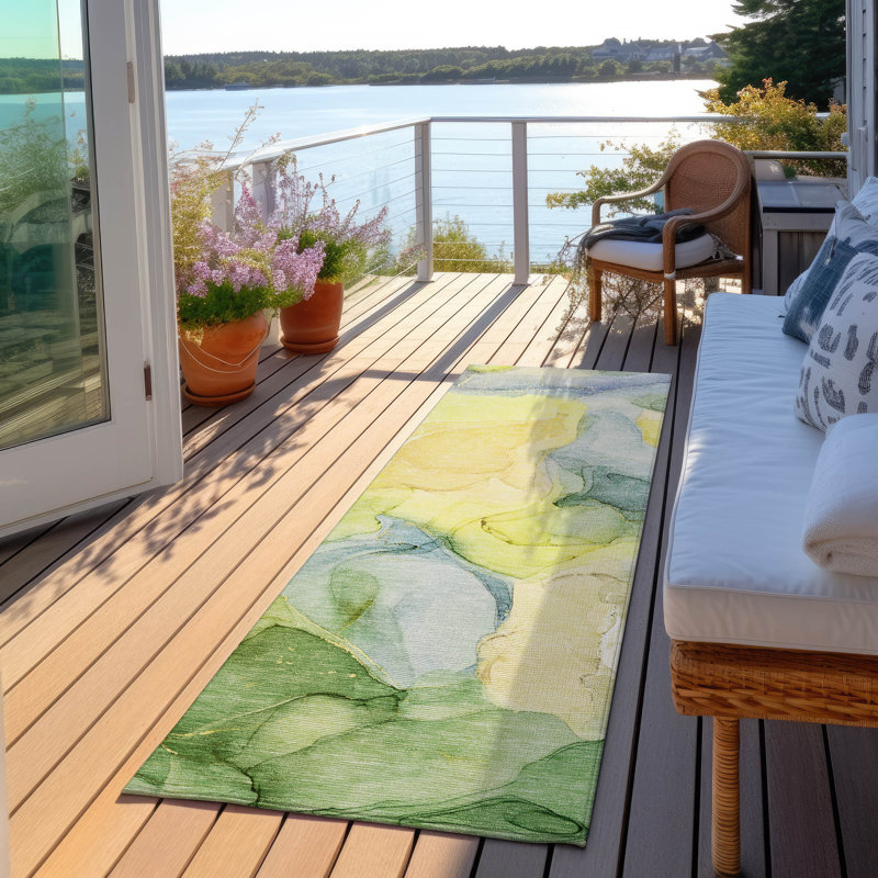 Alfonzo Washable Abstract Indoor / Outdoor Rug, Runner 2'3" x 7'6"