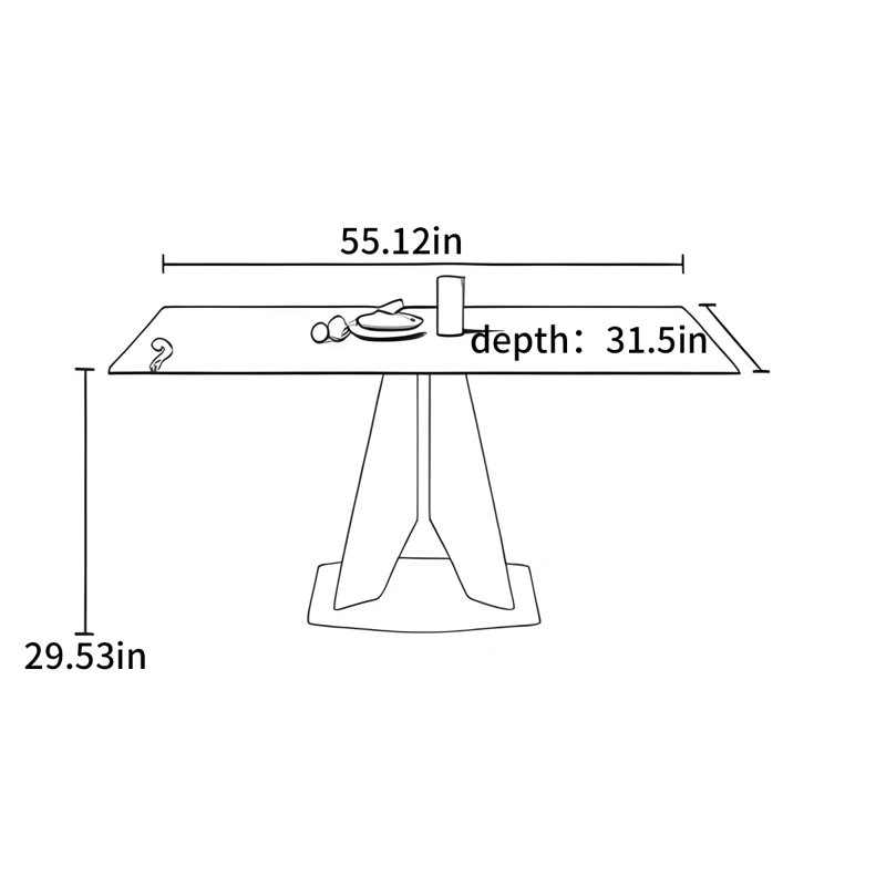 Simple household dining table, 29.53"H x 55.12"L x 31.5"W