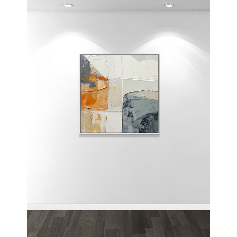 «Plastered II» par Alonza Saunders, Toile avec cadre, Flotteur blanc, L 37,5 po x H 37,5 po