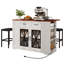 Grand îlot de cuisine portable Medeeha avec rallonge de rangement et 2 tabourets de bar pour cuisine avec roulettes-738391300