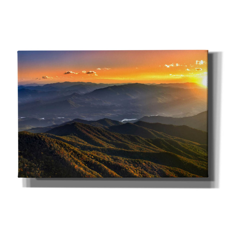 «Smoky Mountains Sunset» par Jonathan Ross, art mural sur toile, H 12 po x l 18 po x P 0,75 po