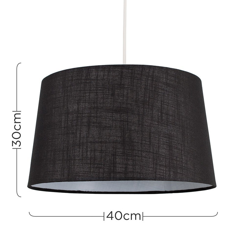 30 cm H Empire Cotton Pendant Shade ( Clip On ), Black, No